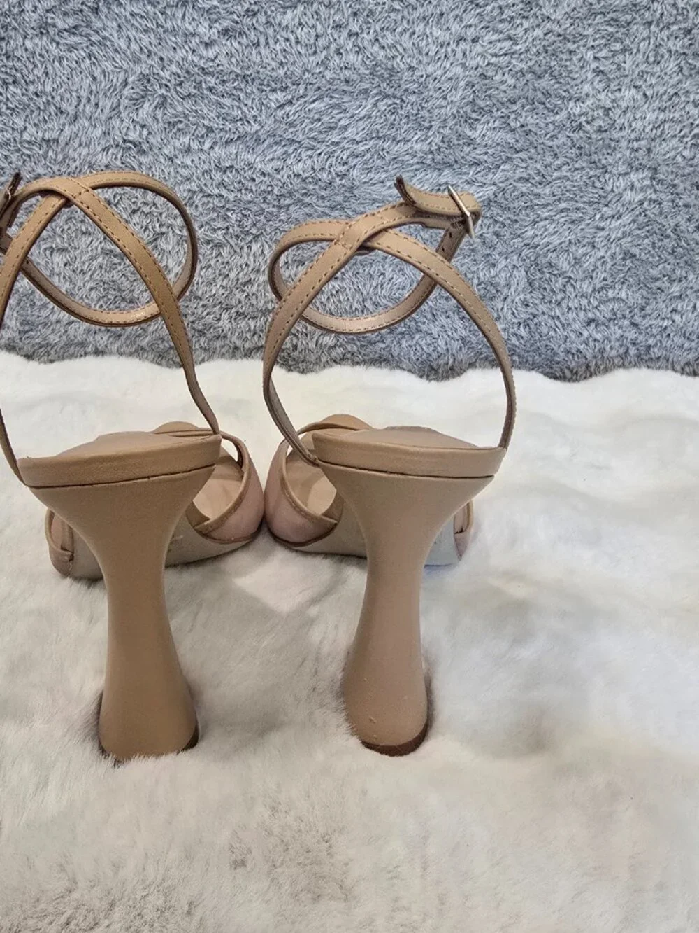 Steve Madden Beki Heeled Sandals Beige Mesh Classic Neutral Women's Size 10 NEW - Picture 5 of 10